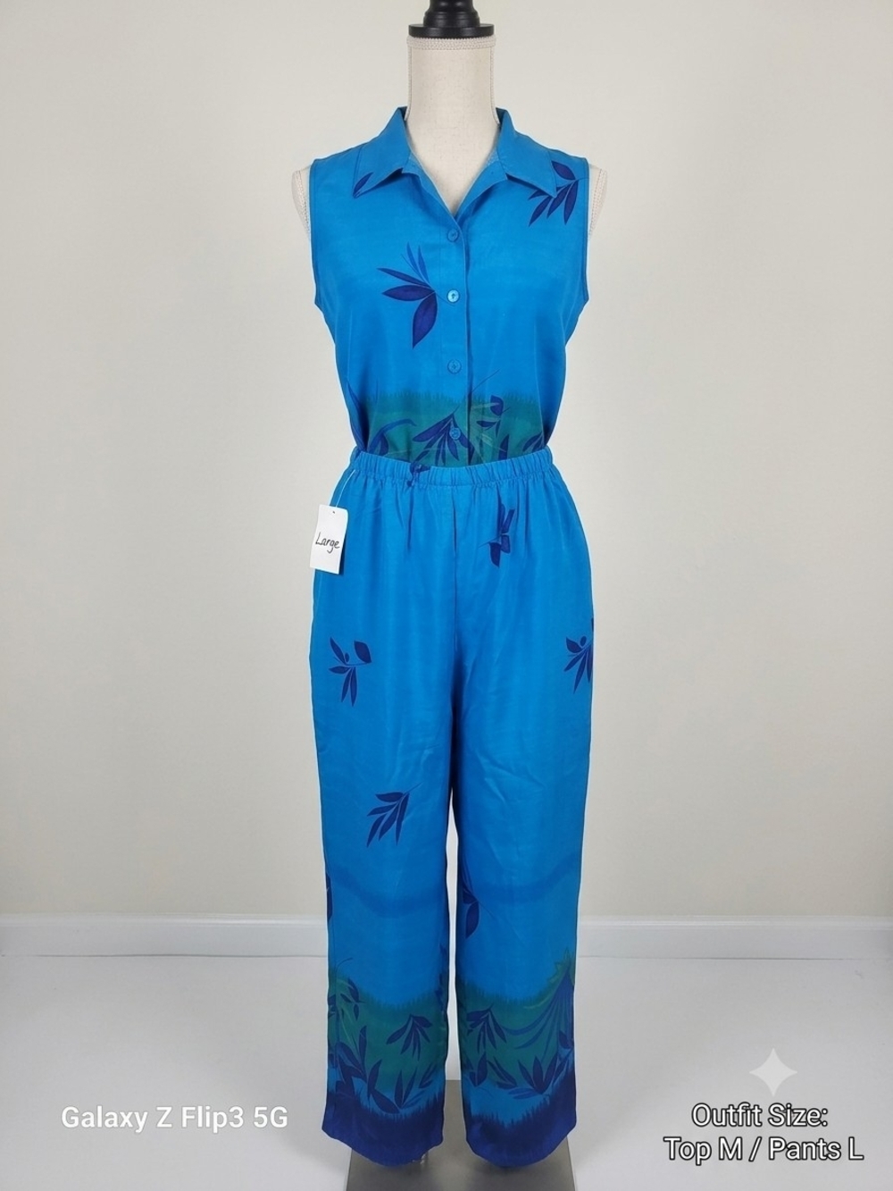 California Krush Vintage 2-Piece Rayon Pant Set - Size M/L NWT Pant (L) Blouse M